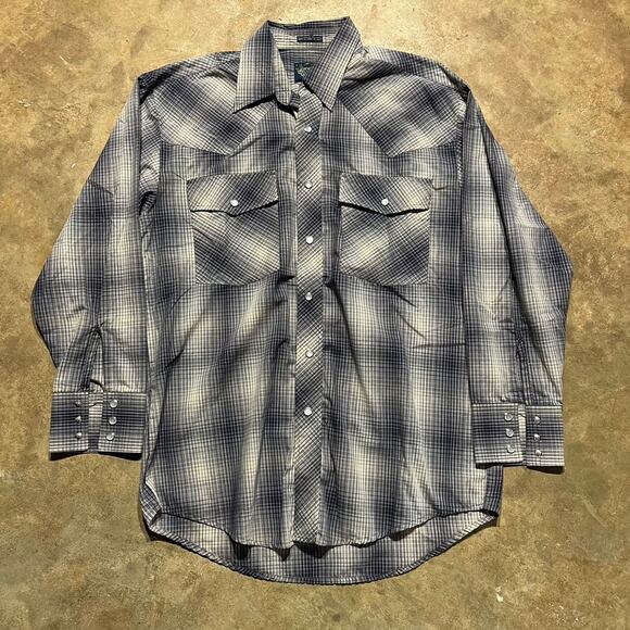 Vintage 80s Salmon River Traders Pattern Pearl Snap Shirt - Picture 1 of 3